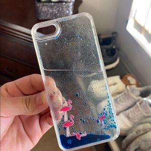 I phone SE clear with flamingo case